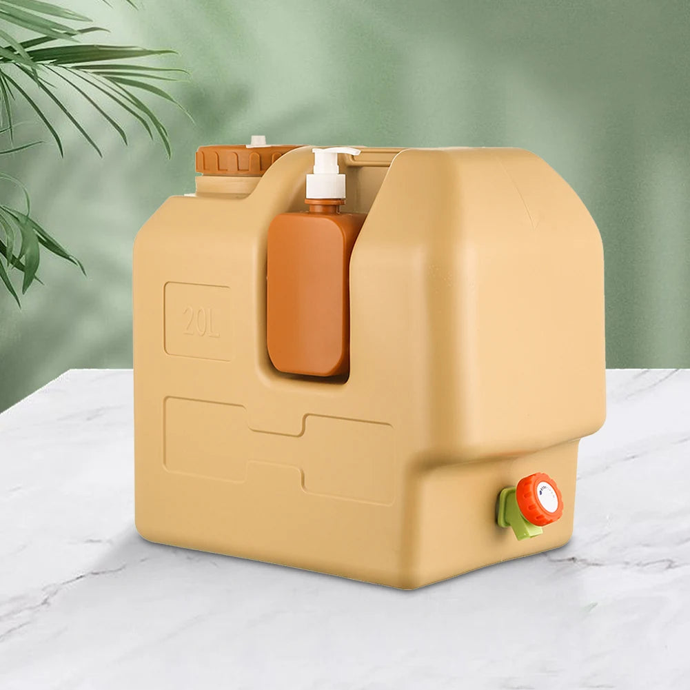 20L Water Container with Spigot and Soap Dispenser Water Storage Tank BPA Free Water Storage Carrier for Outdoor Camping Car