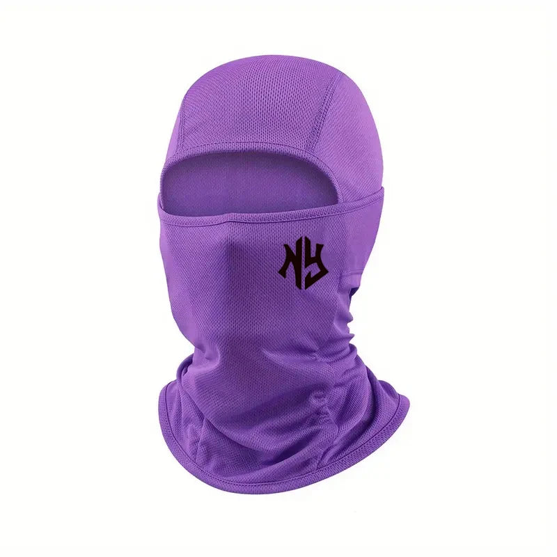 1pc Letter Printed Outdoor Sports Style Stretchable Fabric Balaclava Hat Unisex Cycling Ski Mask Windproof UV Protection Hat
