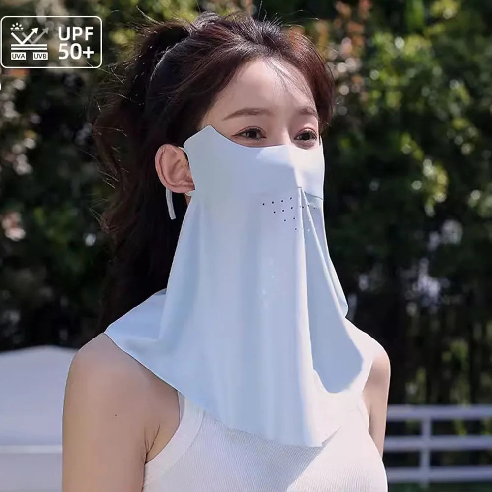 UV Protection Mask Flower Pattern Ear Hanging Sunscreen Mask UV Protection Neck Wrap Cover Bandana Scarf Women Sun Blocking Mask