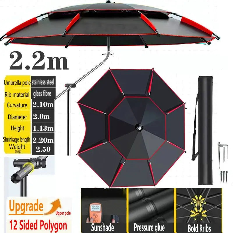 Fishing Umbrella Outdoor Sunshade Protector Thickened Version Beach Camping Backyard Large Parasol Waterproof Outdoor Umbrella