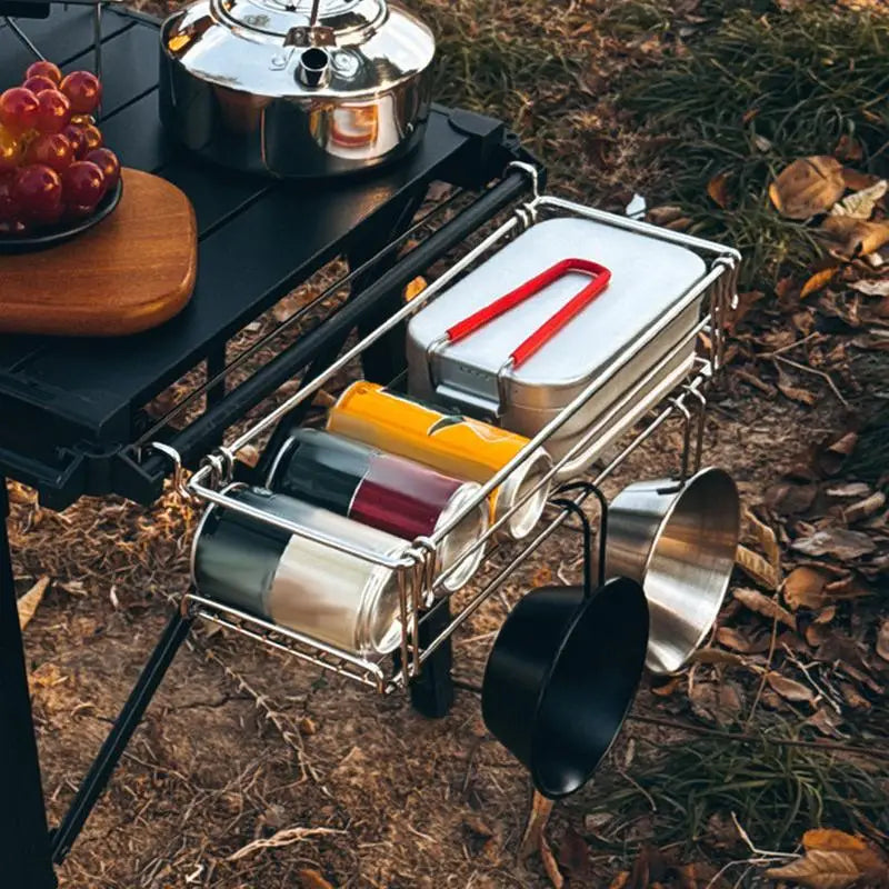Camping Table Drain Basket Folding Tableside Hanger Storage Rack For IGT Table Desktop Side Expansion Rack