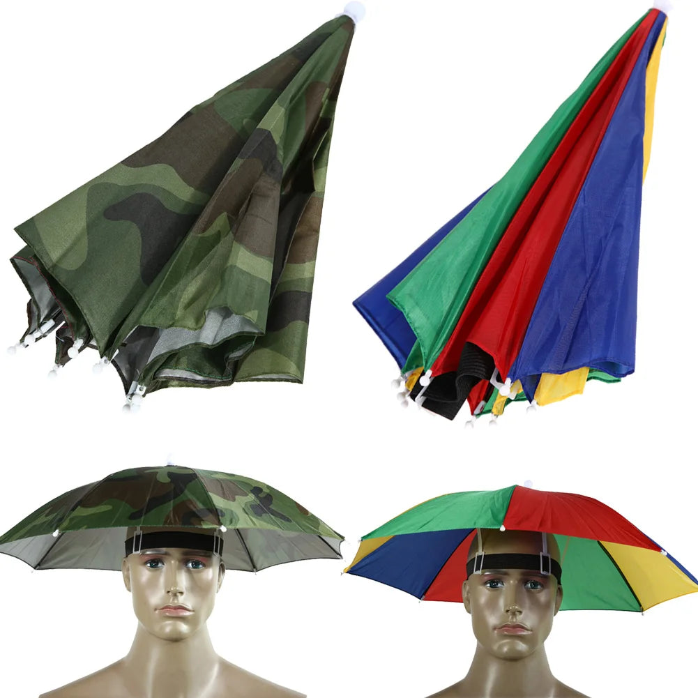 Portable Rain Umbrella Hat Foldable Outdoor Umbrella Hat Fishing Camping Sunshade Umbrella Bicycle Hiking Entertainment Sun Hat