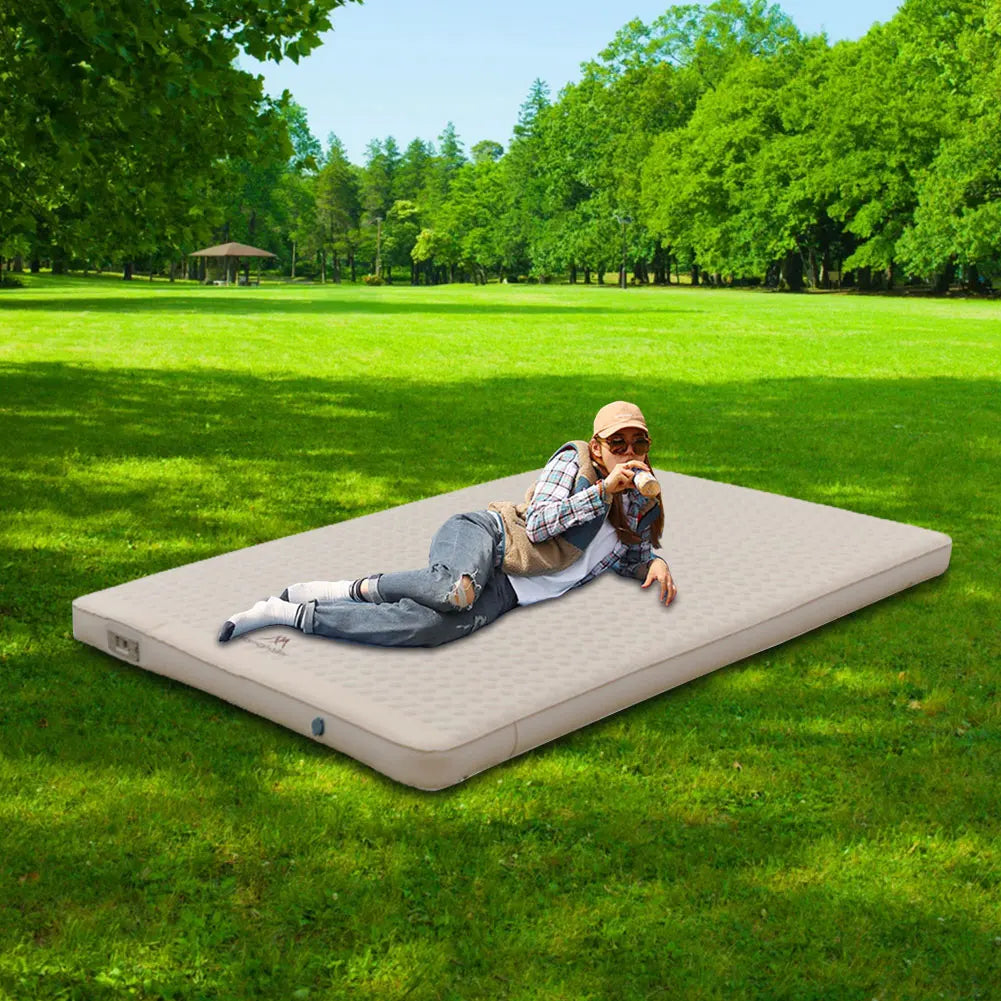 Single/Double Air Mattress Outdoor Camping High Rebound Sponge TPU Automatic Inflatable Cushion Bed for Hiking Backpacking