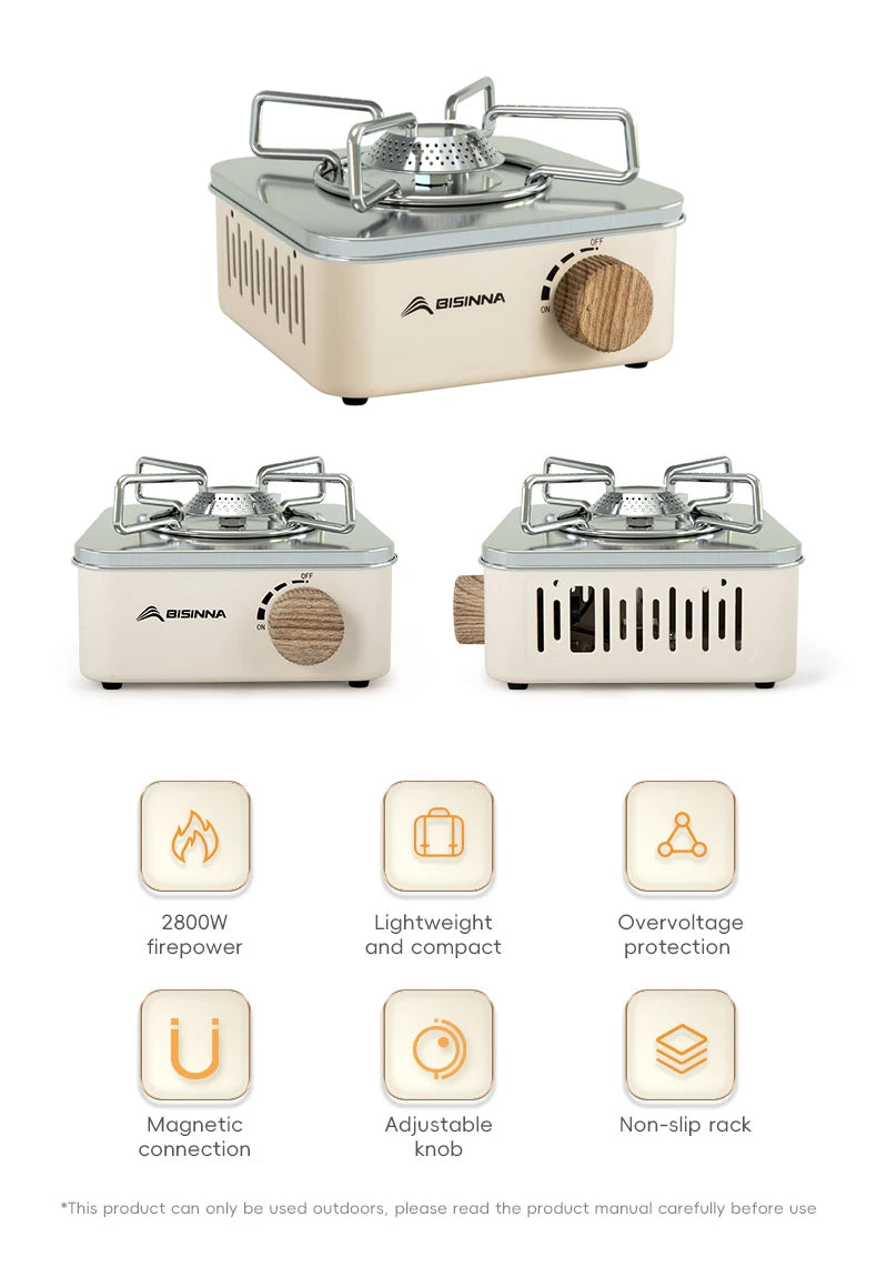 BISINNA Camping Gas Stove 2800W High Firepower Portable Cassette Furnace Outdoor Gas Burner Picnic Camp