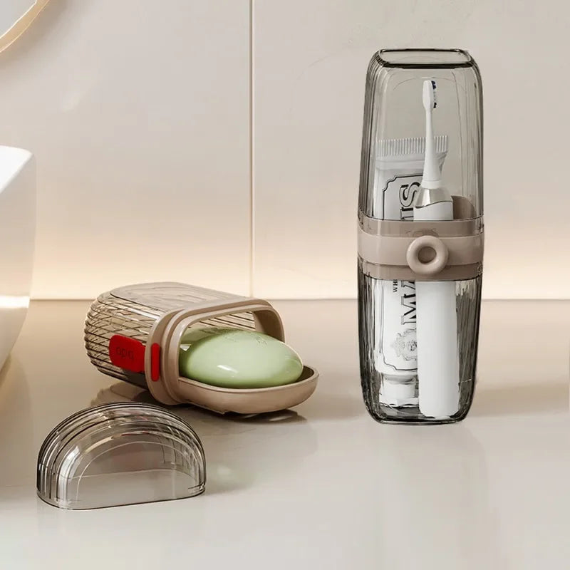 portable travel soap box and toothbrush holder set - durable plastic, perfect for camping, bathroom accessories