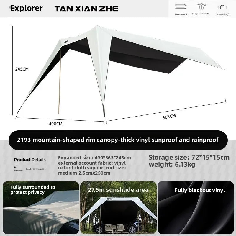 Explorer Outdoor Camping Tent Waterproof Mountain Bike Side Side Awning Vinyl Rainproof Off-road Suv Car Outdoor Self-driving