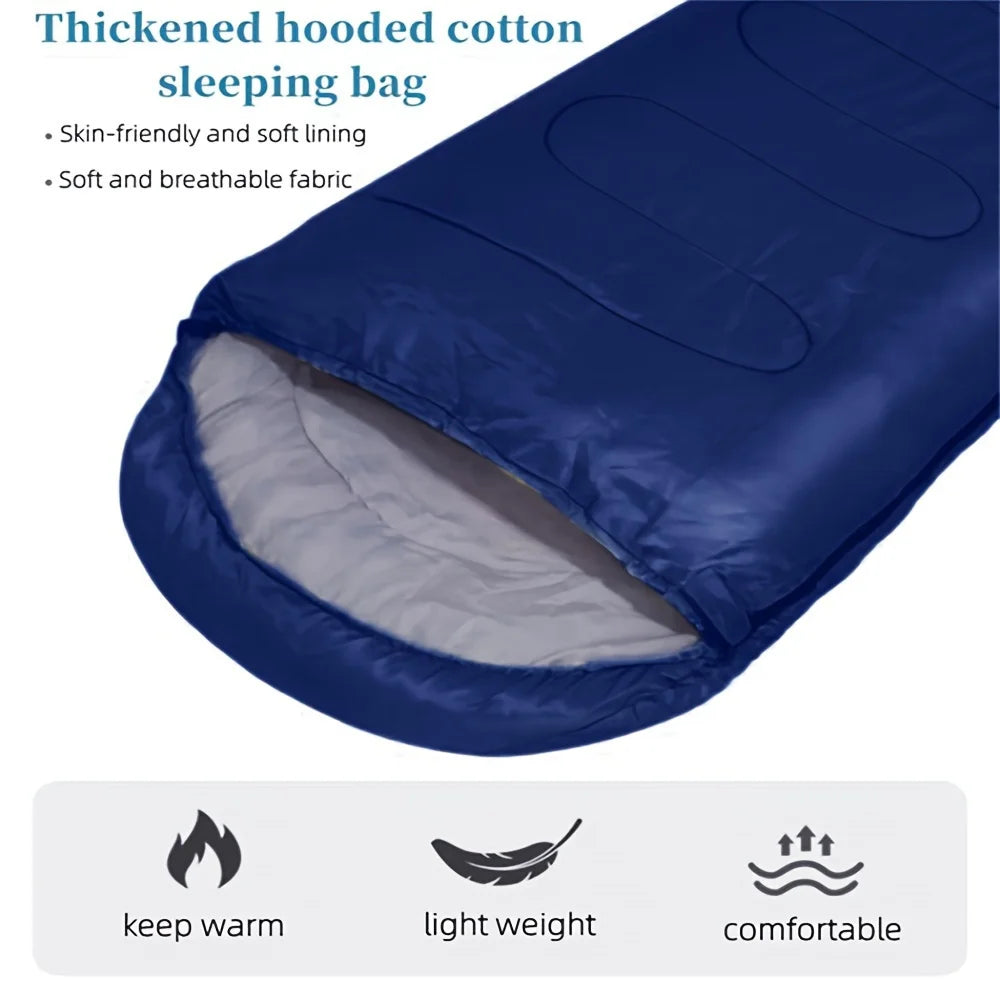 Lightweight Sleeping Bag For Adults - Synthetic Fiber Insulation, Pure Cotton Fabric, Suitable For Backpacking, Camping,