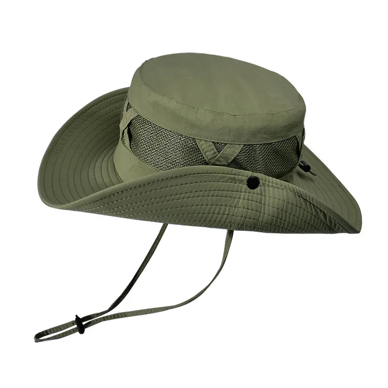 Men's Summer Spring and Autumn Sunscreen Hat Outdoor Mountaineering Fishing Hat Large Eaves Breathable Sunshade