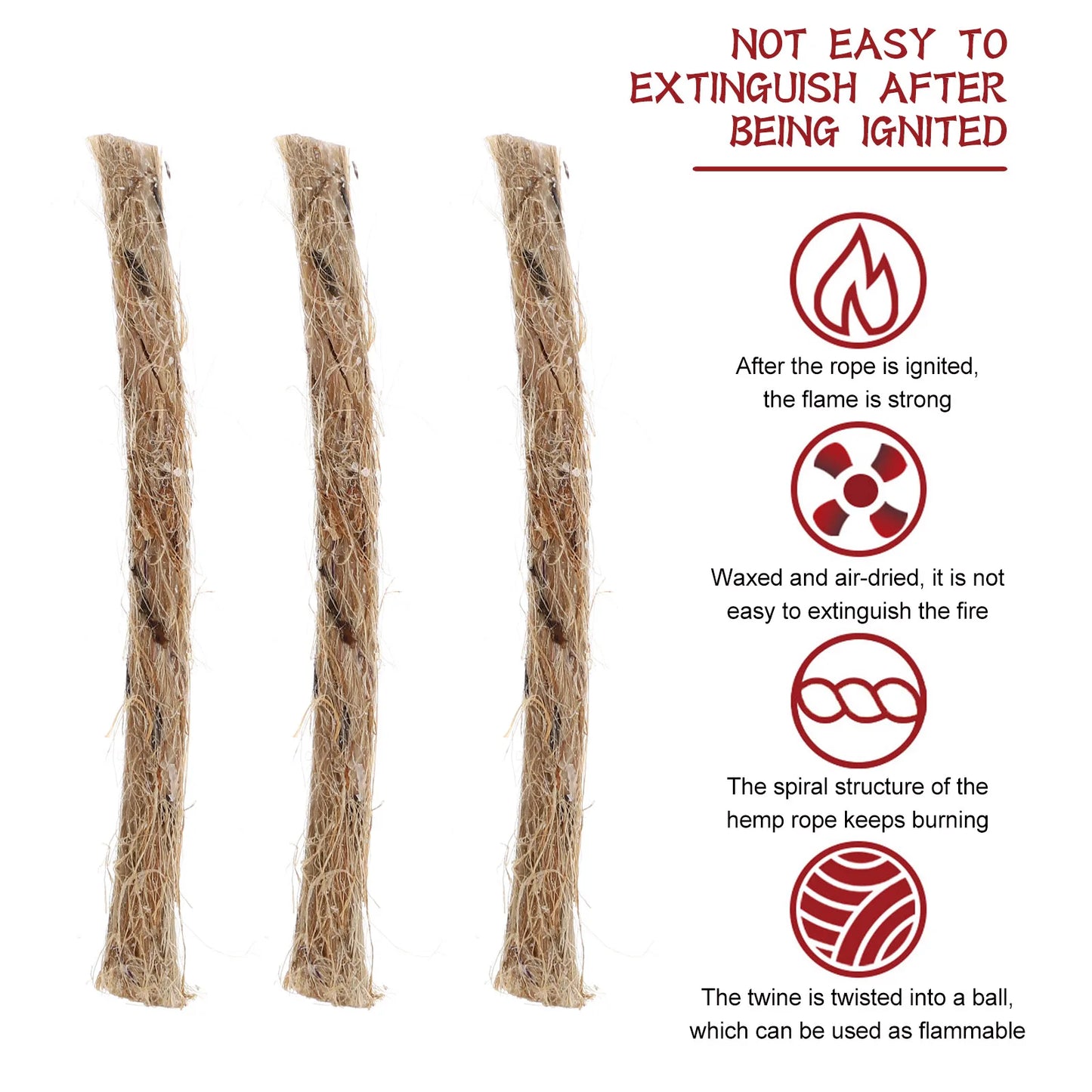 20 Pcs Fire Starter Rope Survival Tools Camping Outdoor Emergency Supplies Dry Travel Safety Gear First Aid Kit