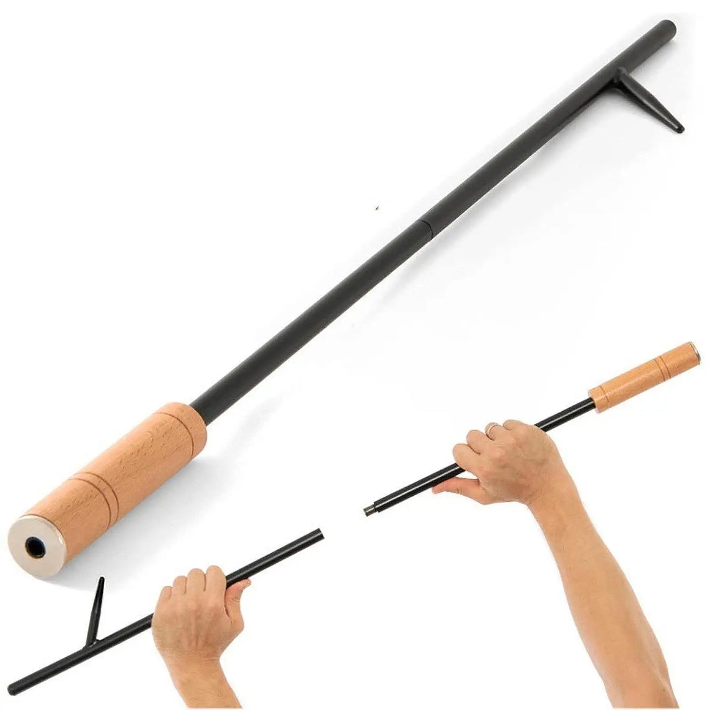 Fireplace Poker Portable Comfortable Grip Steel Multipurpose Fire Pit Poker Removable for Campfire Barbecue Woodstove Camping