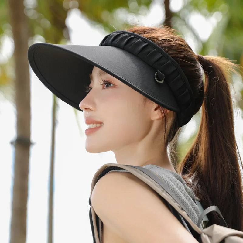 UV Protection Women's Wide Brim Sun Visor Cap 2025 New, Full Face Coverage Summer Open Top Hat for Outdoor