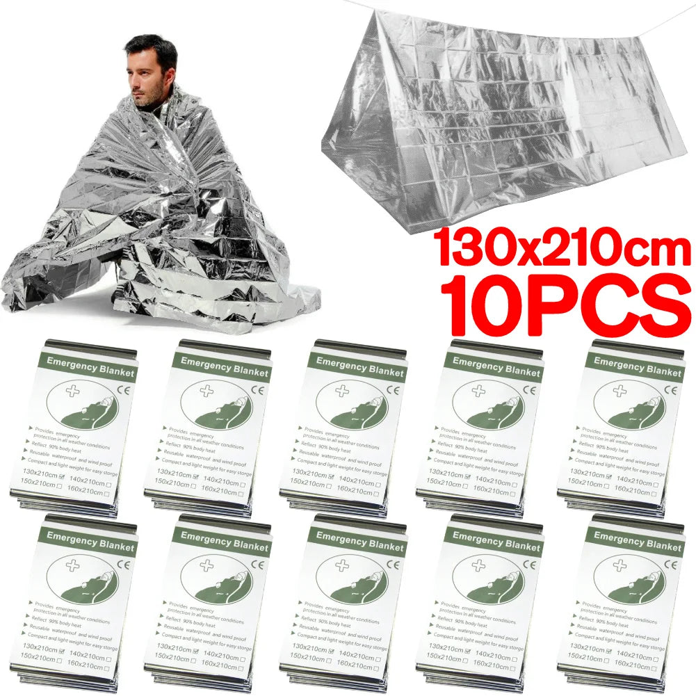 Silver Emergency Survival Thermal Blanket Outdoor Sleeping Bag Waterproof Windproof Reusable Cover for Exploration