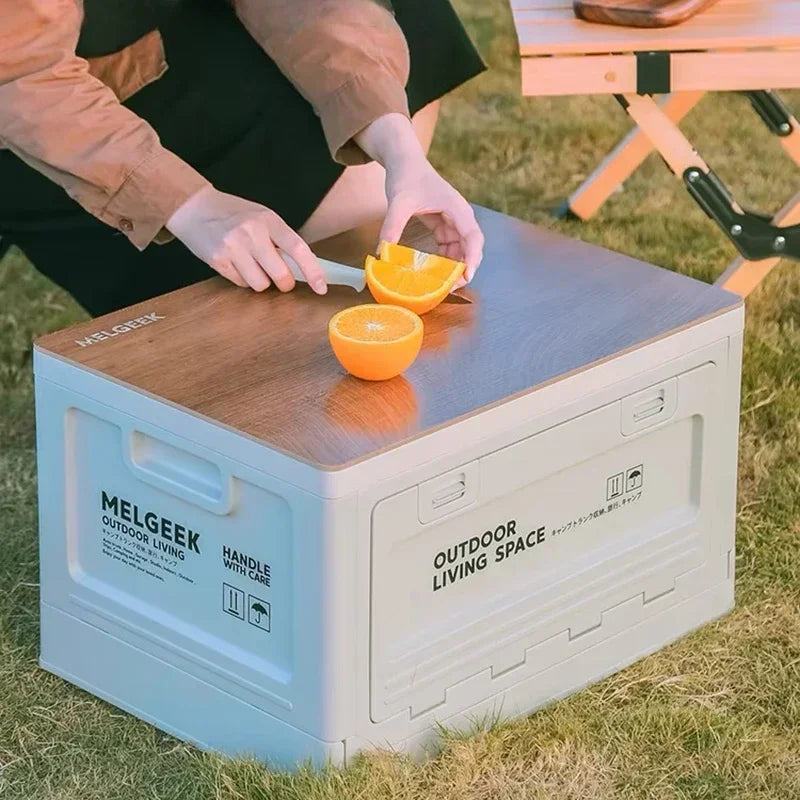 Camping Storage Box Foldable Sundry Organizer Box with Lid Car Trunk Organizers Table Dual-Purpose Outdoor Picnic Boxes