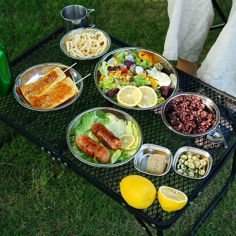 Camp Cooking Portable Dining Plate Set of 17/22 Outdoor Camping Tableware Self driving BBQ Plate Home Soup Pot Bowl Plate Set