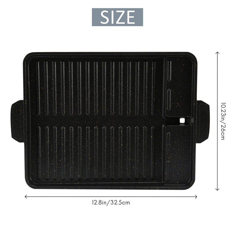 Portable Korean BBQ Grill Pan Non-Stick Grill Plate Butane Gas Stove Cooker Party Picnic Terrace Beach Barbecue Tray