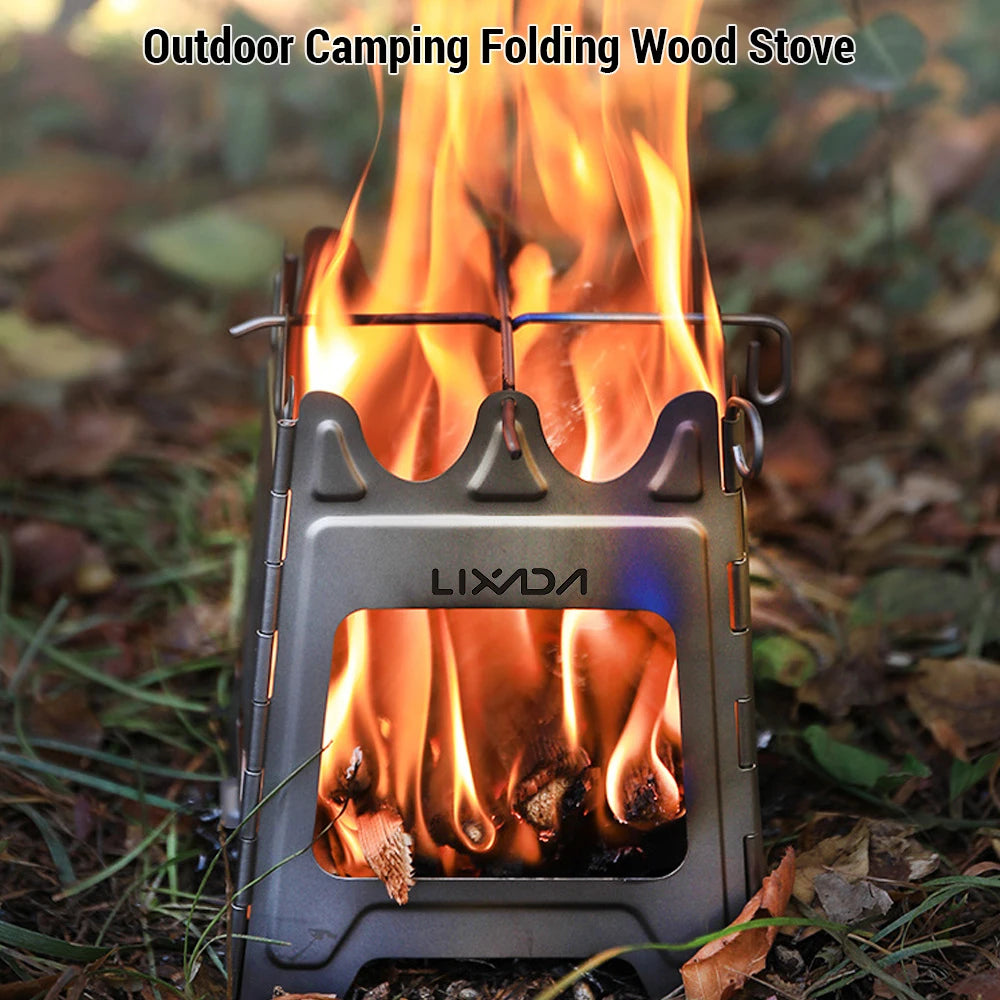 Outdoor Mini Fire Pits Foldable Stainless Steel Bonfire Stove Hinge Wood Burning Stove for Camping Hiking