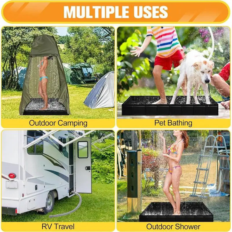 Camping Shower Pan Foldable Shower Basin Floor Base Standing Bath Floor Drainage Bowl For Outdoor Tent RV Road Trip Hiking