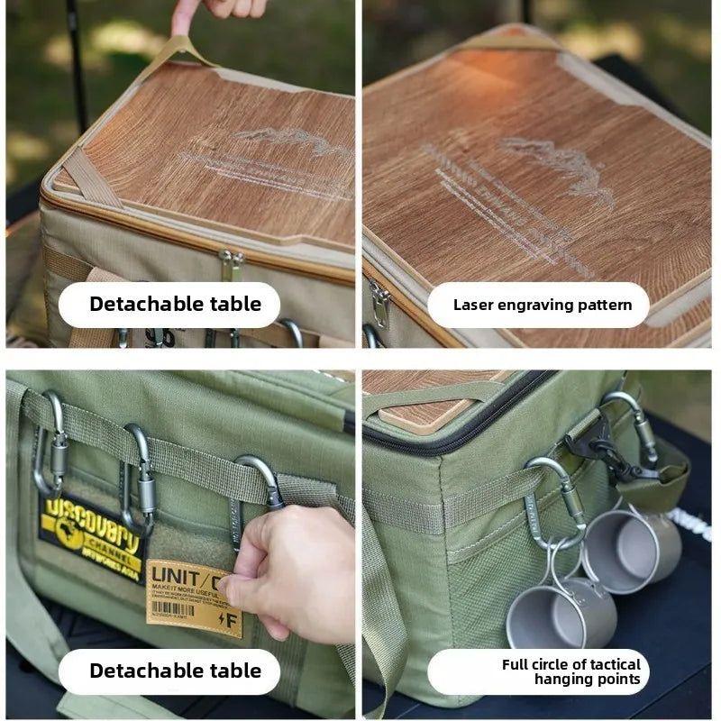 36L Camping Cooking Utensil Organizer Multi - Functional Camping Tactical Storage Bag with Tabletop Portable Camping Equipment