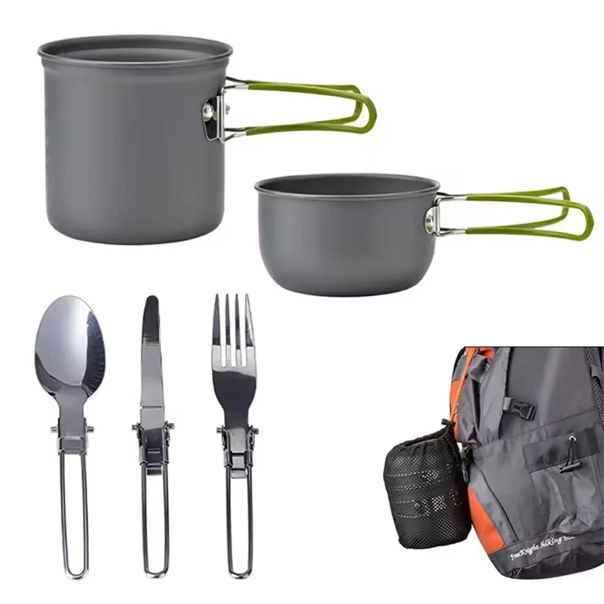 Camping Cookware Set Outdoor Pot Tableware Kit Cooking Water Kettle Pan Travel Cutlery Utensils Hiking Picnic Tourist