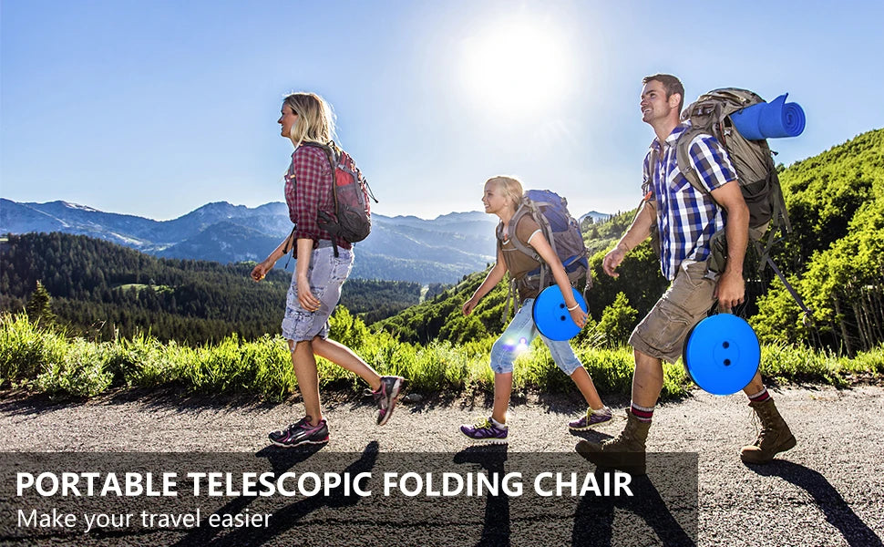Portable Telescoping Folding Camping Stool, Outdoor Foldable Beach Chair, Folding Camping Chair for Travel Hiking Fishing Garden