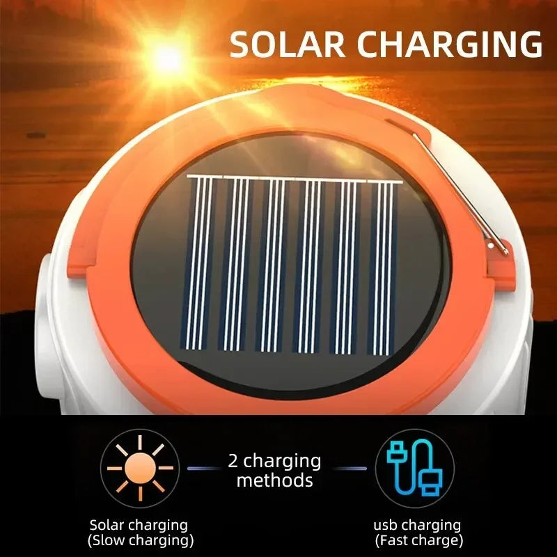 Solar LED Camping Light Bulb 6 Lighting Modes USB Rechargeable Power Bank Outdoor BBQ Tents Hanging Emergency Light