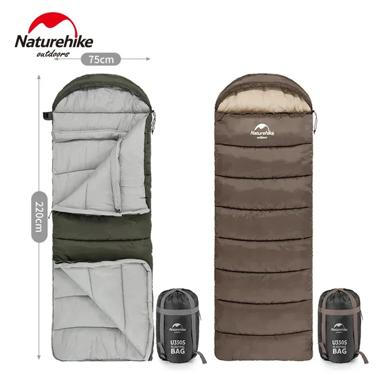 Naturehike Sleeping Bag Ultralight Winter Envelope Spliceable Sleeping Bag for Outdoor Camping Adult Waterproof Cotton Quilt