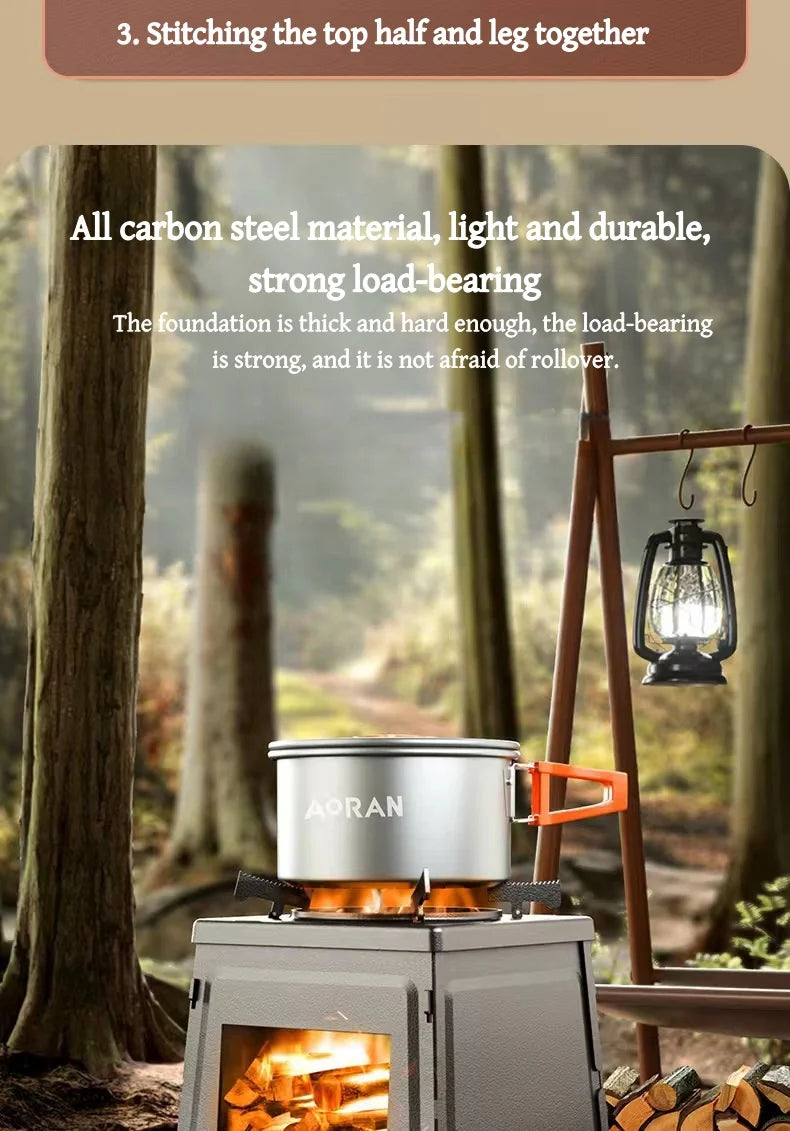 Portable Foldable Wood Burning Stove Outdoor Camping Stove Lightweight Bonfire Burner Heater Mini Fire Wood Stove Fire Pit