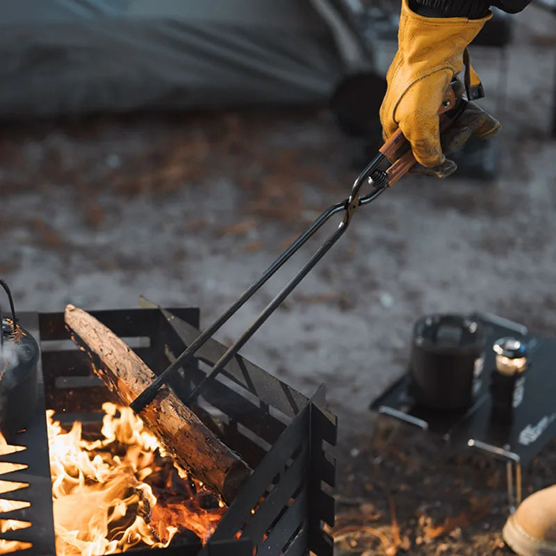 ShineTrip-Camping Fire Poker Outdoor BBQ Thickened Anti-Scald Carbon Fire Poker Lightweight Portable Carbon Steel Fire Poker