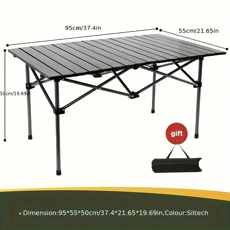 Foldable Outdoor Table, Camping Folding Table, Roll-shaped, Made of Golden Material, Portable Folding Table，Mesas
