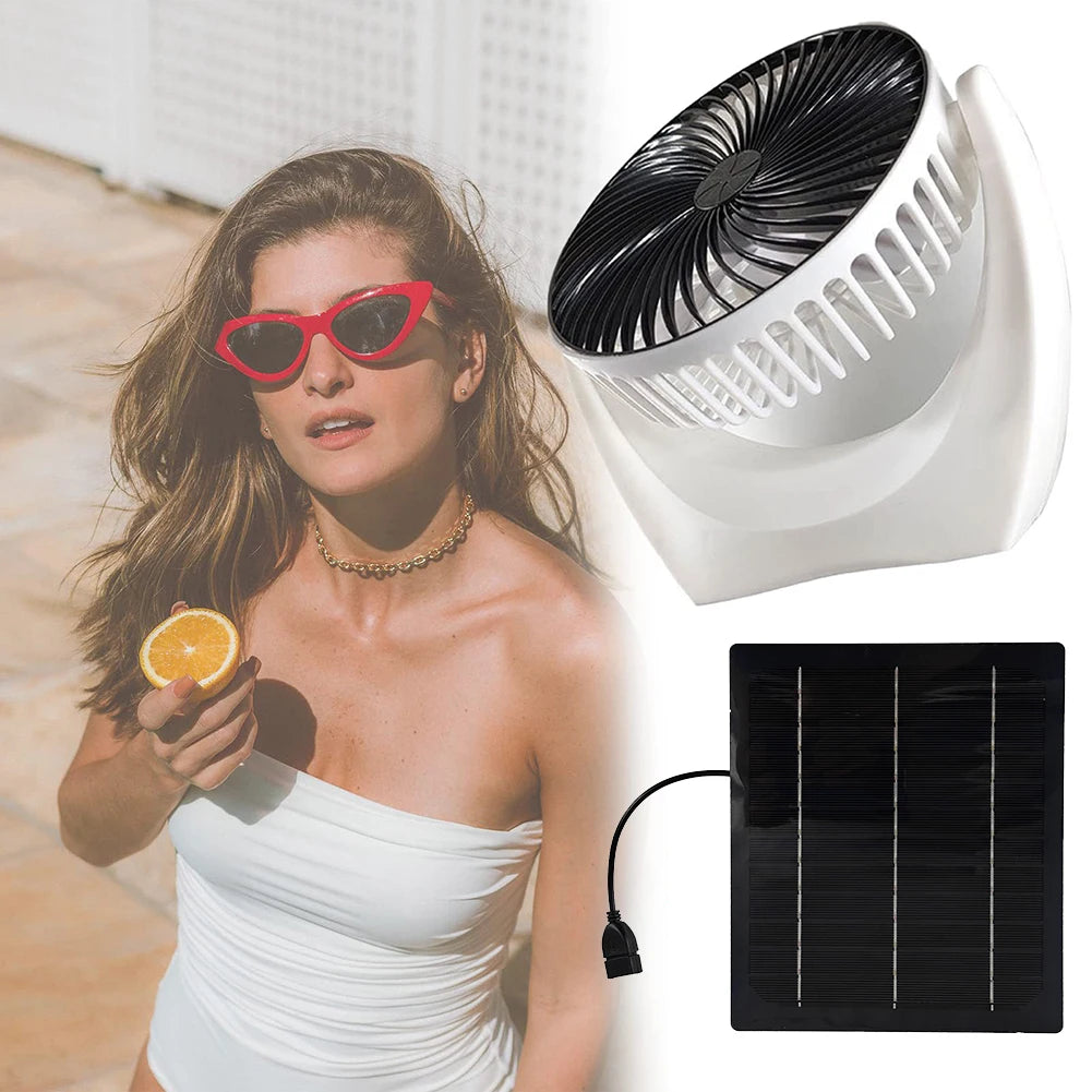 Solar Panel Fan Solar Powered Camping Fan with USB Outdoor Fan Solar Charger Desk Fan for Outdoor Camping Hiking Fishing Travel