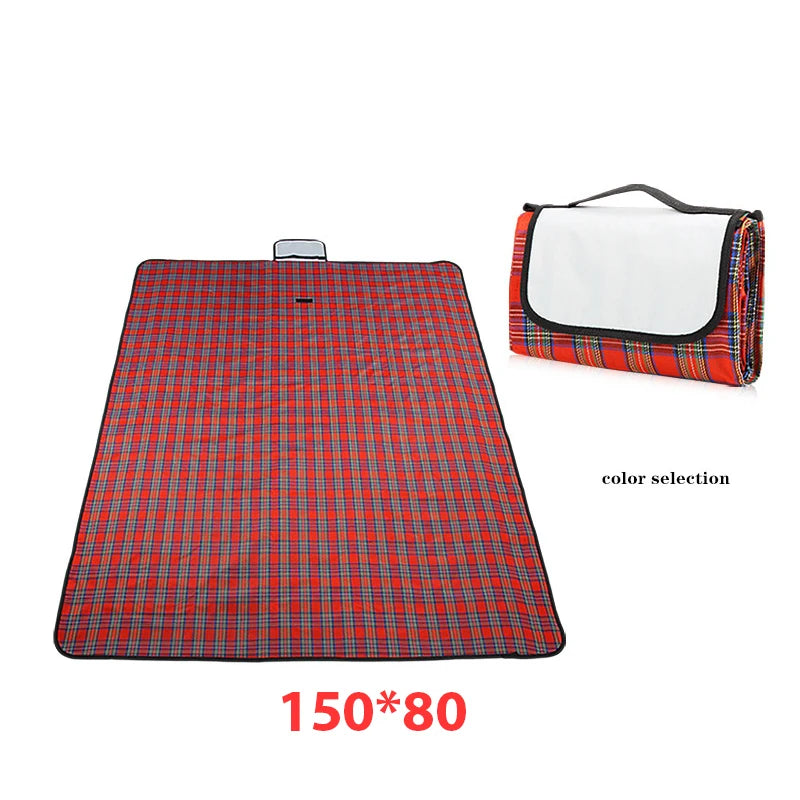 Camping Picnic Mat Portable Beach Blanket Waterproof Moistureproof Plaid Blanket Beach Mat Hiking Travel Foldable Sleeping Mat
