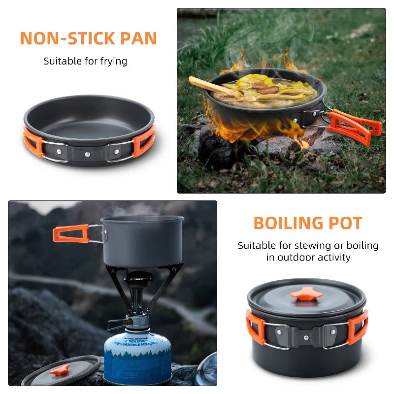 Camping Cooking Set Camping Cookware Set 16pcs Camping Pot Pan Set Nesting Camp Cook Set Backpacking Cookware Pans Set