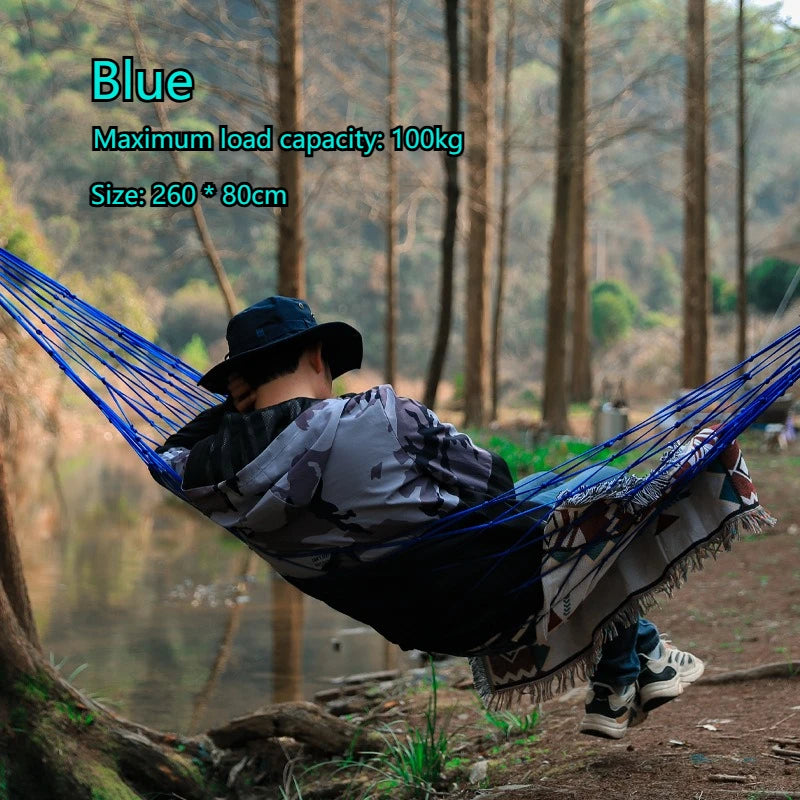 Outdoor Sport Hammock Portable Simple Hammocks Strong Thick Nylon Rope Hammock For Garden Beach Yard Travel Swing Hanging Bed