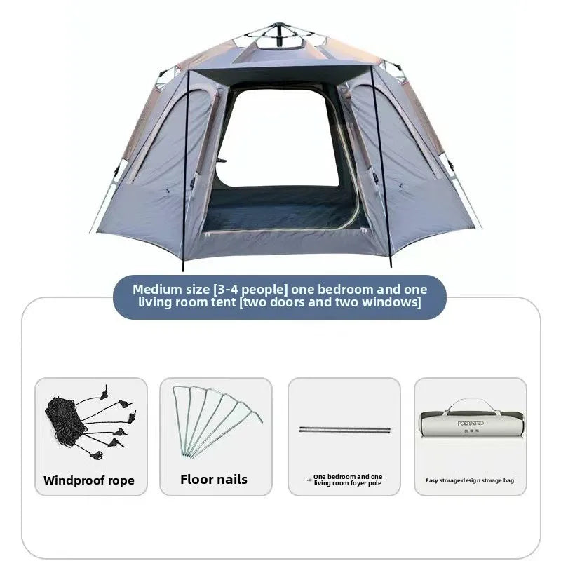 Camping pop up tents waterproof Portable Windproof tents for camping 4 person family tent with Skylight,Upgraded Large Size