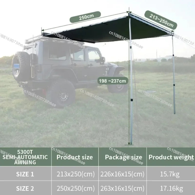 FOR 2.5*2.5m Car Roof Side 4x4 4wd Fast Open Sun Shade Retractable Vehicle Side Awning for Car