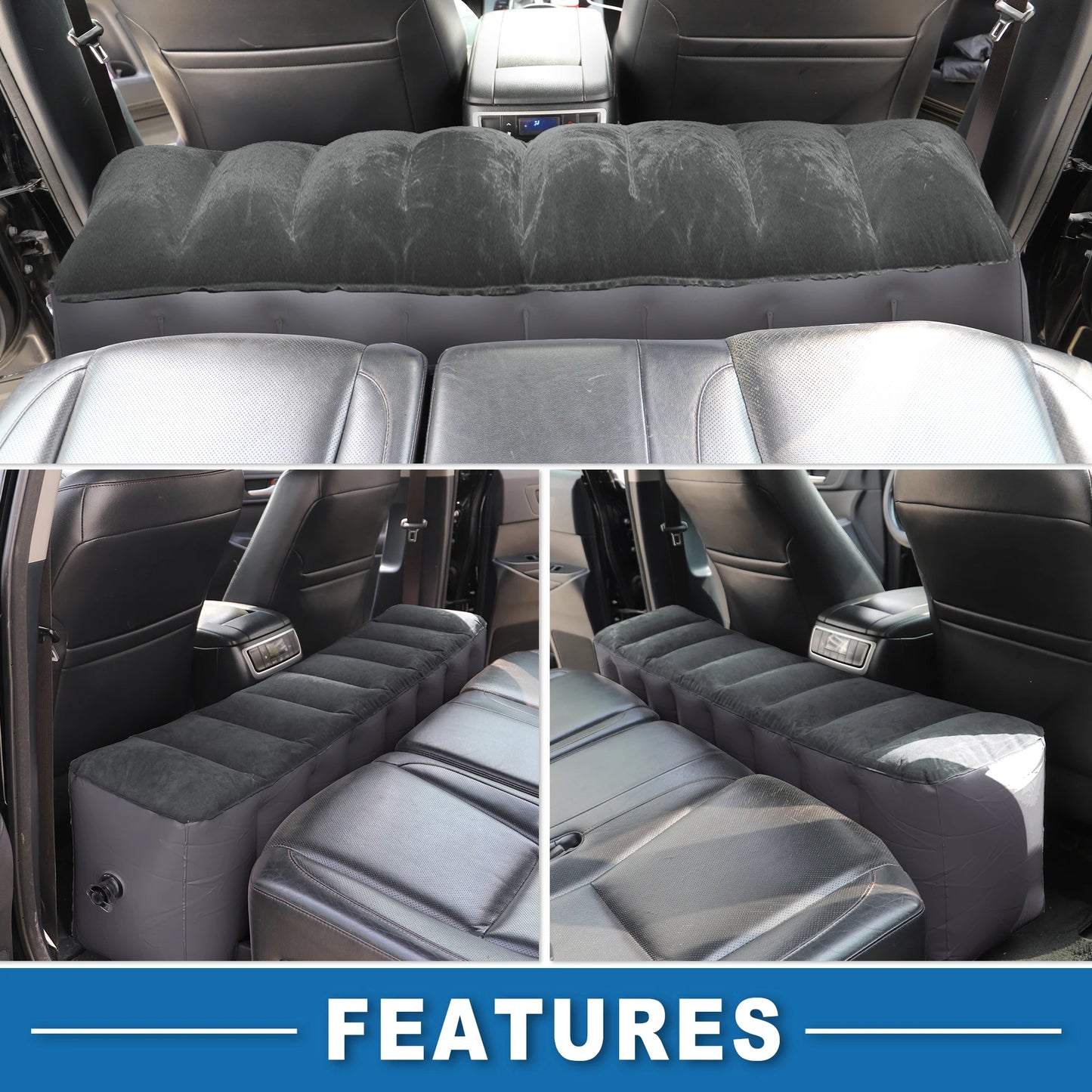 UXCELL Car Mattress Sleeping Mat Comfortable Rear Seat Air Bed Pad Air Cushion for Napping Travel Gray Automotive Accessories