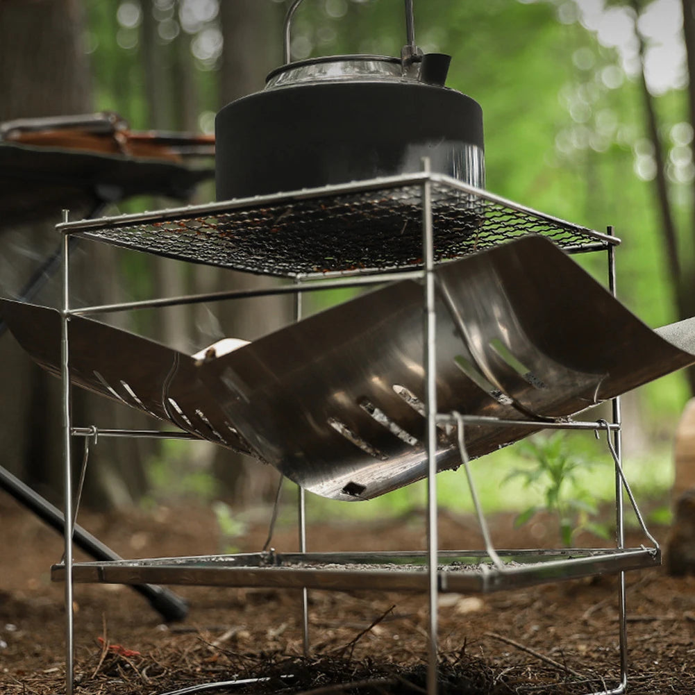Bonfire Stand Portable Camping Fire Grill Folding Outdoor Wood Burner Stainless Steel Campfire Stove for Outdoor Backyards
