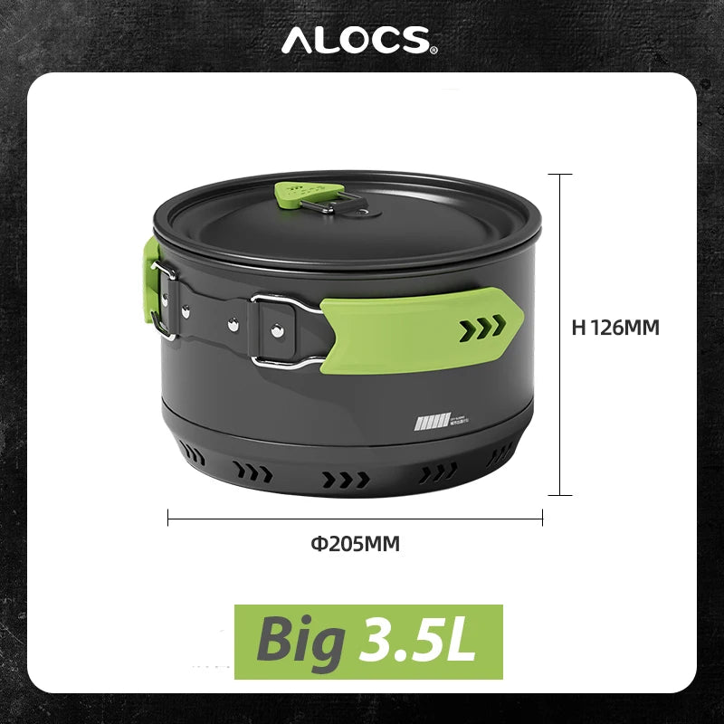ALOCS Camping Pot Cookware Compact Mess Non-stick Aluminium Alloy For Outdoor Backpacking Travel Picnic Hiking