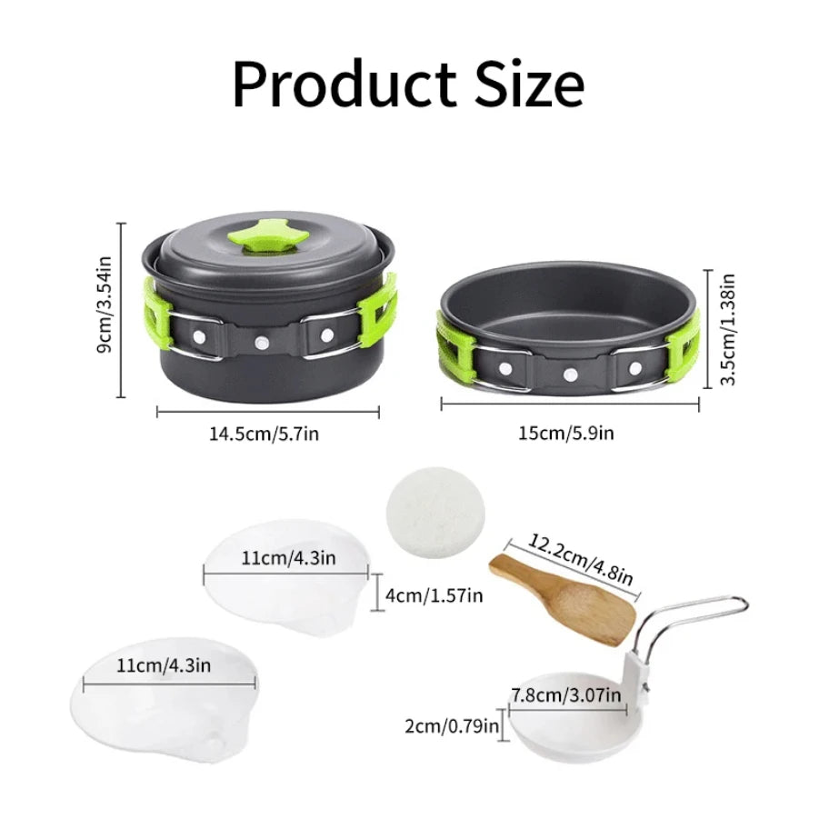Camping Cookware Set Backpacker's Cooking Set: Portable, Durable Outdoor Cookware with Tableware and Handy Storage Bag