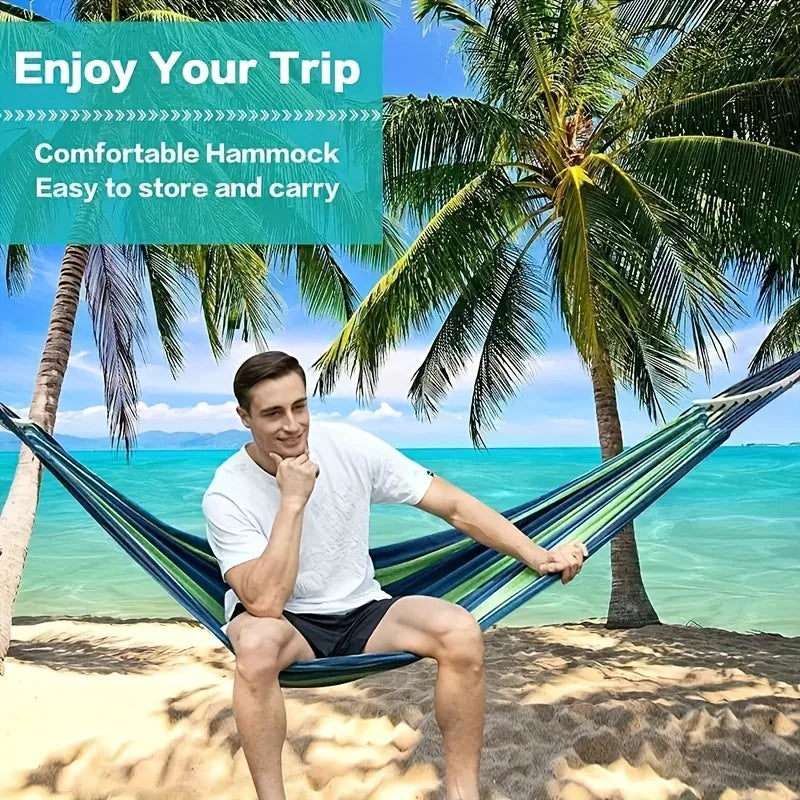 1PC Anti-rollover Hammock With Tree Straps, Portable Hammock With Storage Bag, Perfect For Outdoor Leisure, Garden Camping