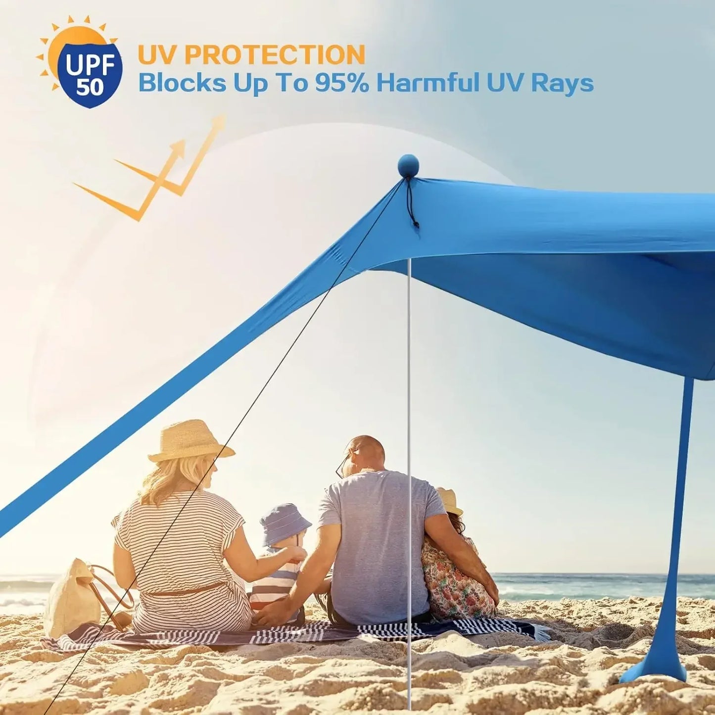Home Beach Awning Outdoor Camping Sun Shade UV Protection Portable Windproof Beach Canopy with Storage Bag Camping Accessories