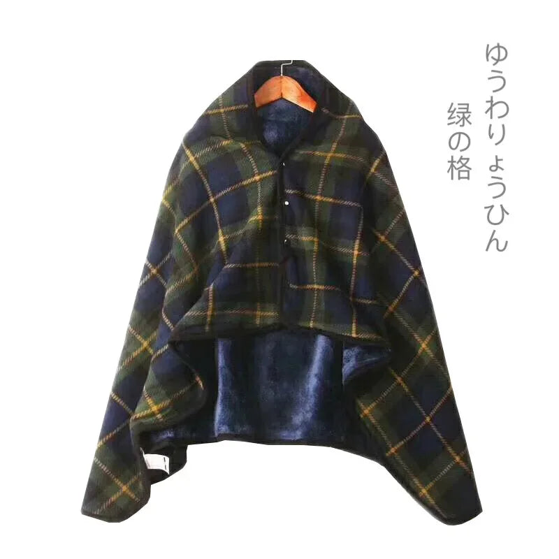 Wearable Plaid Fleece Blanket Polyester Blanket with Button Winte Warm Throws on Sofa Bed Travel Thicken Bedroom Plaids  Blanket