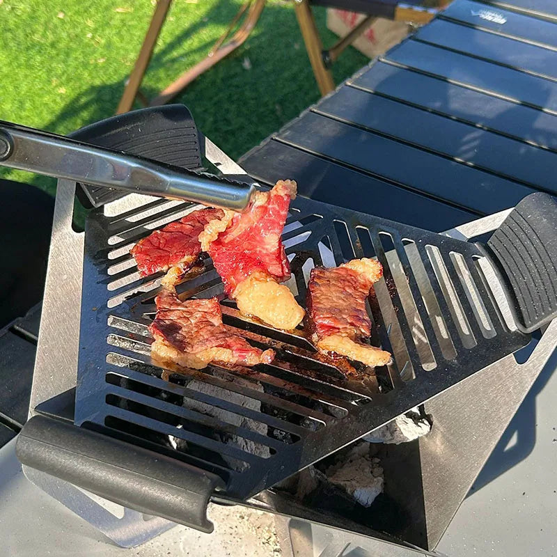 Triangular Grill Rack Outdoor Card-type Barbecue Rack Lightweight Windproof And Dismountable Camping Triangular Fire Pit