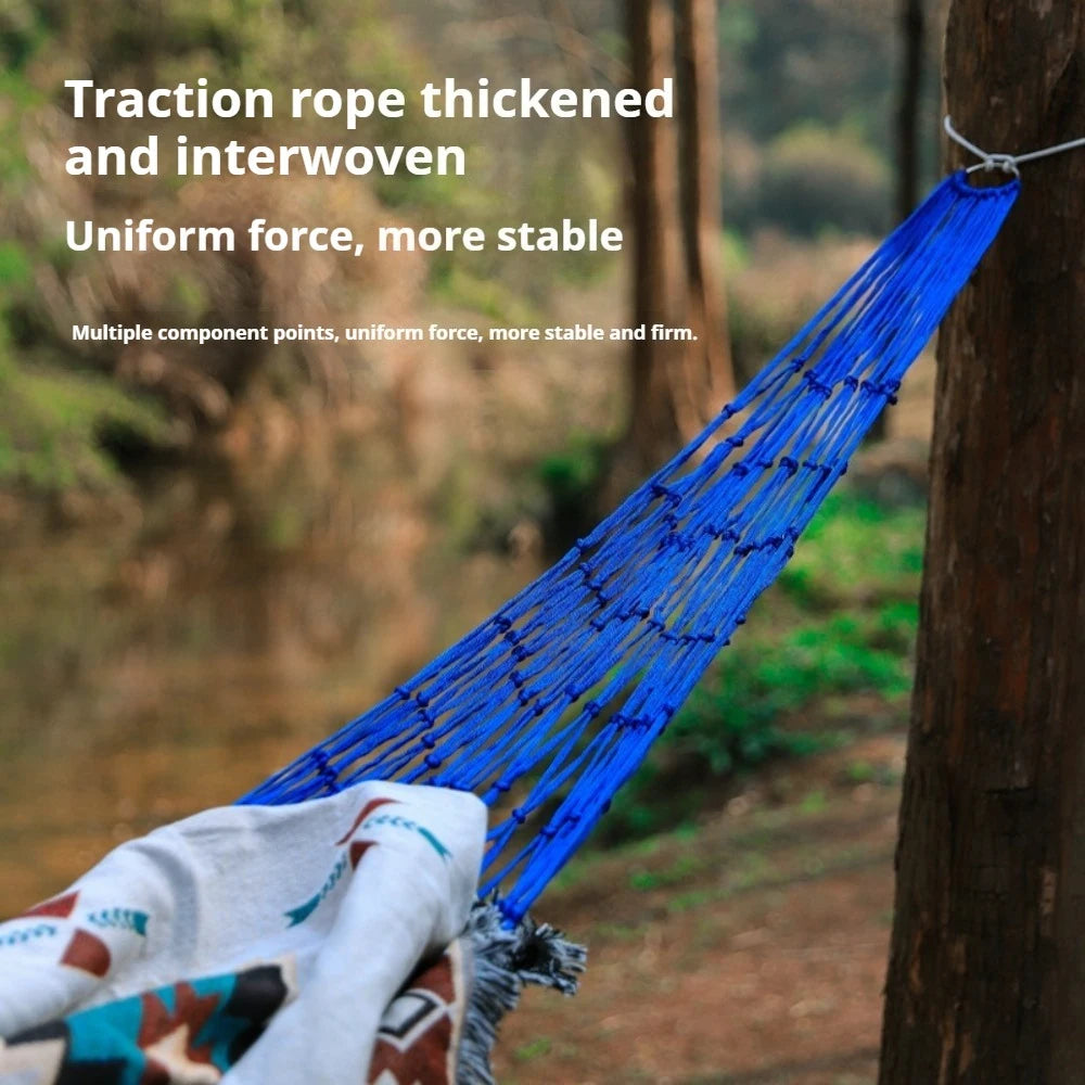 Outdoor Sport Hammock Portable Simple Hammocks Strong Thick Nylon Rope Hammock For Garden Beach Yard Travel Swing Hanging Bed