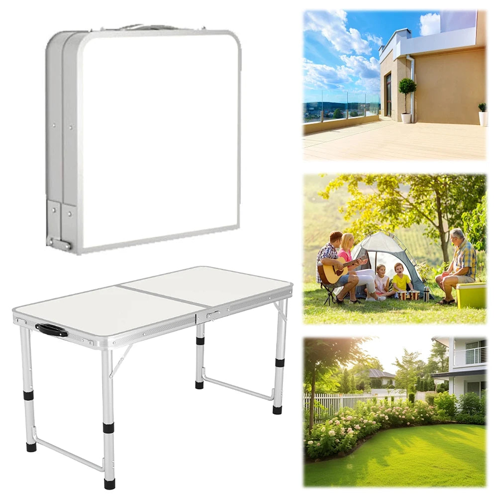 Foldable Camping Table with Handle Portable Picnic Table Folding Aluminum Camp Table for Indoor Outdoor Patio Backyard Parties