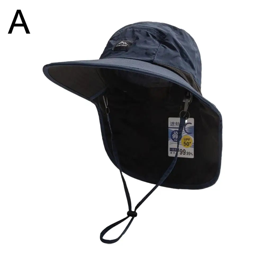 UV Protection Hat with Wide Brim Waterproof Quick-drying Panama Fisherman Cap Mesh Breathable Neck Protection Summer Hat
