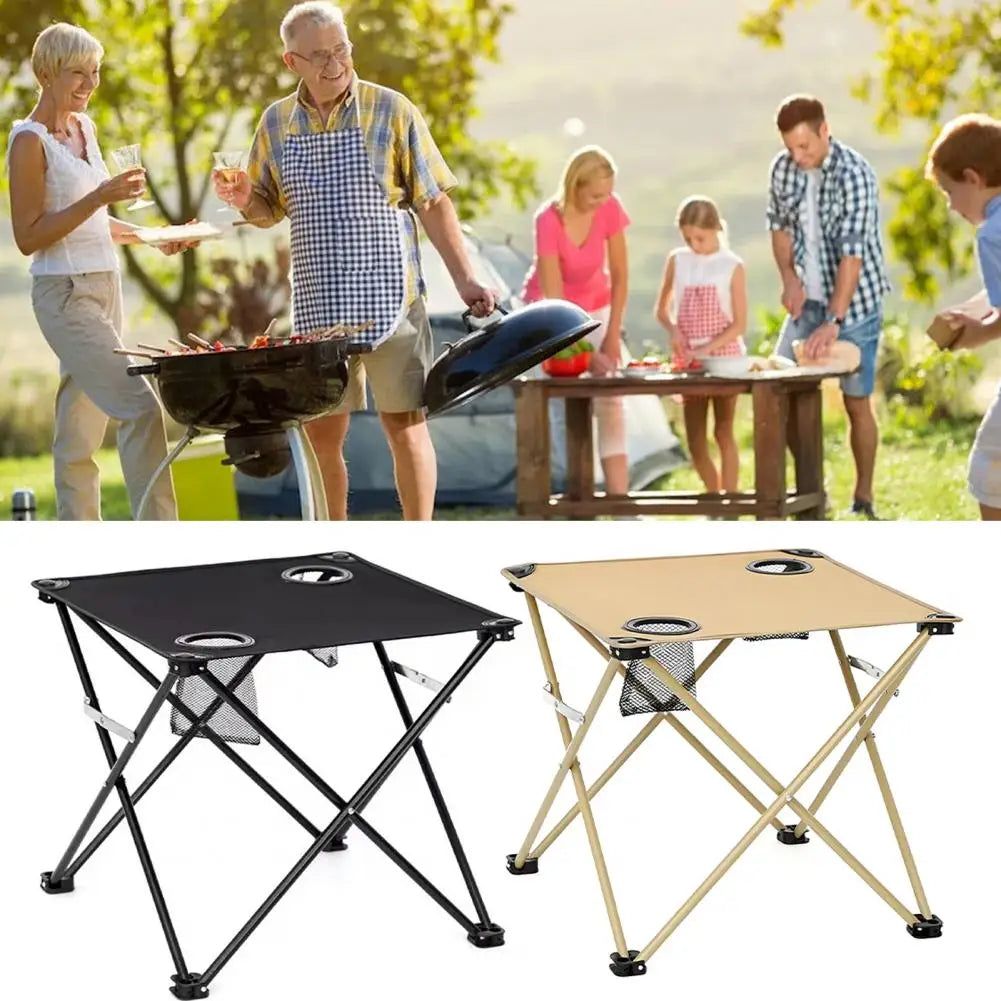 Folding Camping Cloth Table with 2 Cup Holders Carrying Bag Waterproof Oxford Fabric Outdoor Picnic Hiking Collapsible Table