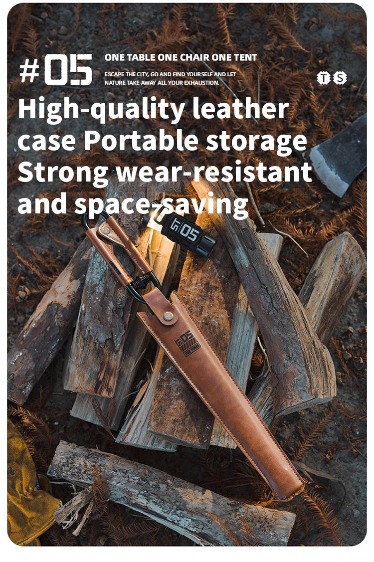 ShineTrip-Camping Fire Poker Outdoor BBQ Thickened Anti-Scald Carbon Fire Poker Lightweight Portable Carbon Steel Fire Poker