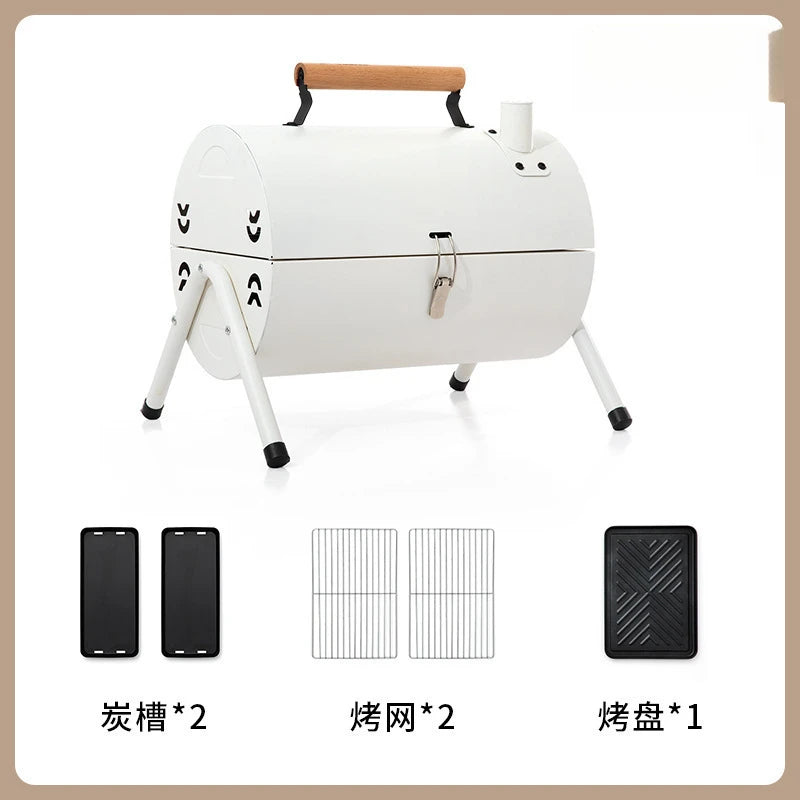 Outdoor portable charcoal grill, integrated windproof, foldable small barbecue grill, suitable for home use and camping.