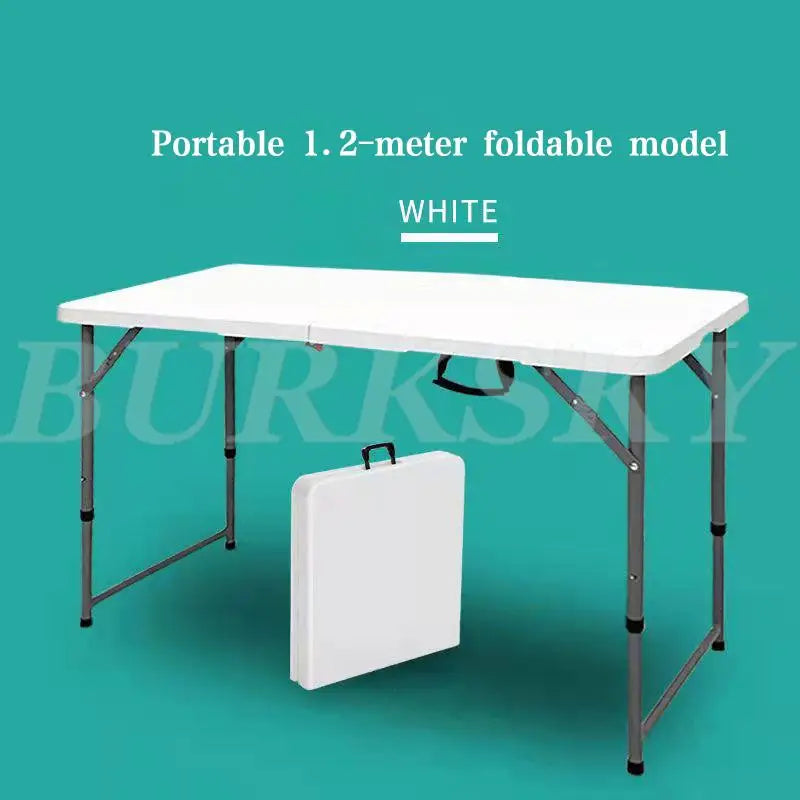 Portable Foldable Table with Handle, Camping Table, Outdoor and Indoor Furniture, Fold-in-Half Utility, Picnic and BBQ Party